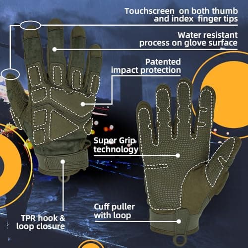 Seibertron Patented S.O.L.A.G 2.0 Gloves - Versatile Gloves for Outdoor Activities, Including Cycling, Motorcycle Riding, and Climbing Army Green L — view 3