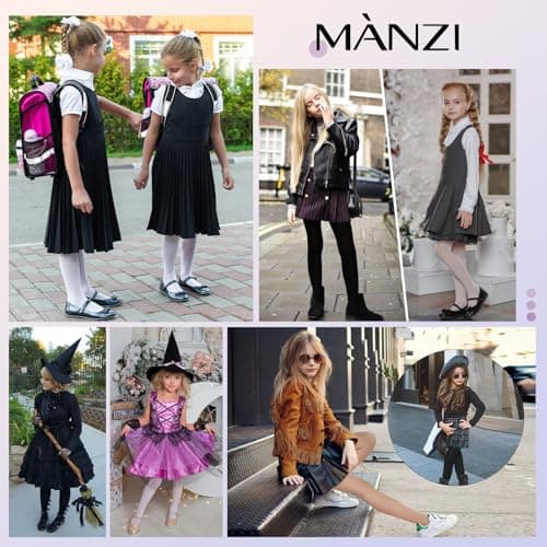 MANZI 3 Pairs Footed Girls Tights for Ballet Dance School Age 6-8 Natural Nude Large — view 5