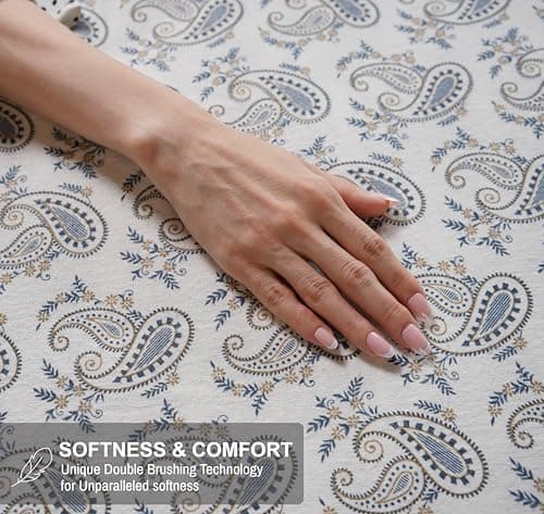RUVANTI Flannel Sheets Full Size - 100% Cotton Double Brushed Bed Sheets Set, Deep Pockets 16 Inches, All Seasons Breathable & Extra Soft Full Sheets, Warm & Cozy, 4 Piece, Old School Paisley — view 3
