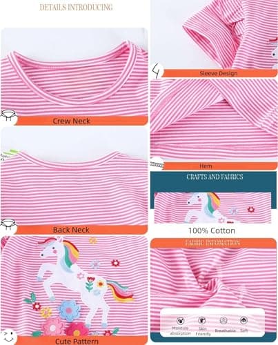 Winzik Girls Shirts Toddler Girl Short Sleeve T Shirt Kids Unicorn Tee Tops Summer Clothes 18M-7Y(5-6 Years, Unicorn Giraffe) — view 6