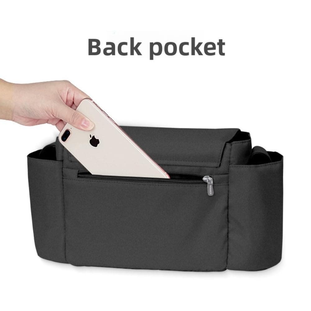 Stroller Organizer Bag – Stroller Hanging Diaper Bag, Oxford Fabric Large Capacity Storage with Bottle Holders & Pockets, Universal Fit for Pram and Pushchair — view 4