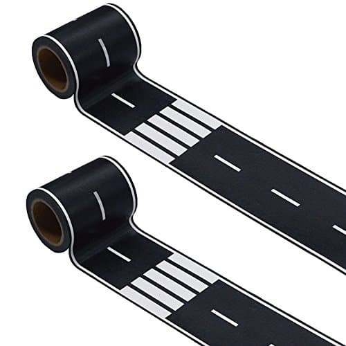 RECER Black Road Track Tape,Road Tape Track,Race Cars Decorations for Birthday Party, 33' x 2.4" Each Roll (2 Rolls, 2.4" x 33')