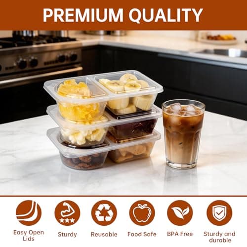 Pawbena Reusable Snack Containers with Lids, Snack Containers, 20-Pack Snack Pack Containers, meal prep containers Double Compartment, Container Portion Control for On the Go Travel Essentials — view 3