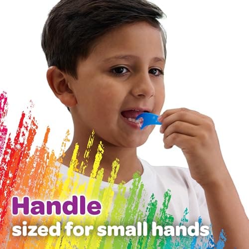 GUM Crayola Kids' Fluoride Coated Flosser Picks, Helps to Prevent Cavities Between Teeth, Grape Flavoured, Colours: Blue, Green, Pink, 75 Flossers (1 Bag) — view 6