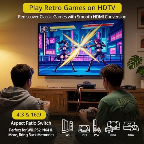 PROZOR RCA to HDMI Converter Cable - 4:3/16:9 Switch, 1080P AV to HDMI Adapter, Composite CVBS Audio Video Adapter, for PS1/PS2/N64/Wii/Xbox and VCR/VHS/DVD Players to HDTV, Plug & Play — view 4
