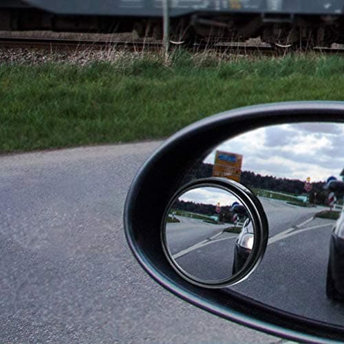 SUMAJU 2 Pcs Blind Spot Mirrors, 360°Rotate Round HD Glass Adjustable Automotive Stick-on Convex Side View Spot Mirror for Universal Cars(Black) — view 4