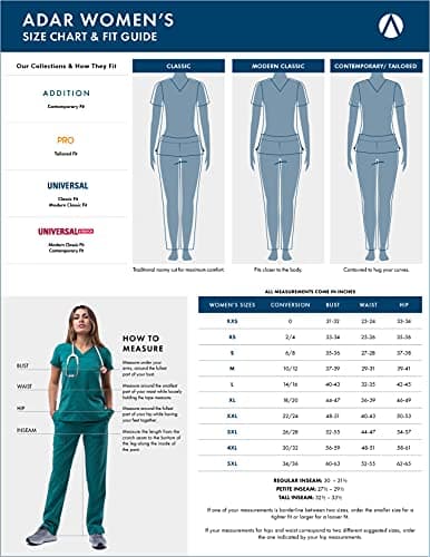 Adar Pro Core Classic Scrub Set for Women - Tailored V-Neck Scrub Top & Tailored Yoga Scrub Pants - P9100P - Black - XXS — view 5