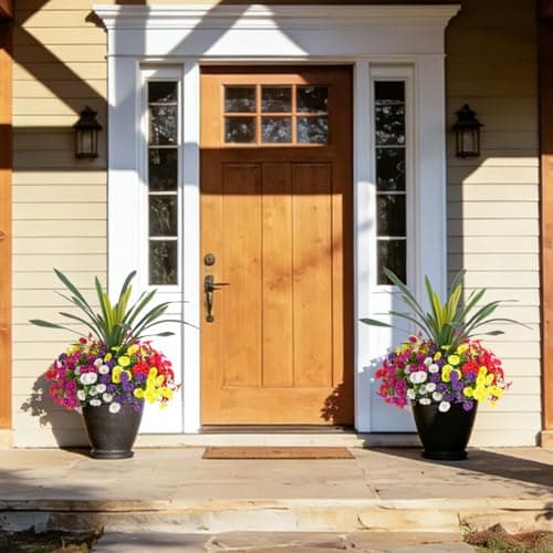 INXUGAO Artificial Flowers for Spring Outdoors Fake Plants Outside, 13 Bundles Silk Morning Glory with Eucalyptus UV Resistant Realistic Faux Flowers for Porch Planter Garden Patio Decor (Six Mixed) — view 3