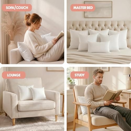 Utopia Bedding Throw Pillows Insert (Pack of 2, White) - 18 x 18 Inches Bed and Couch Pillows - Indoor Decorative Pillow — view 4