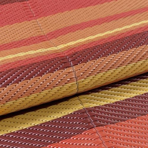 WondRg Outdoor Rug Patio Mat 5x8 Waterproof Plastic Straw Red Orange Stripe Tapis Exterieur for Camping Picnic Deck Washable Outside Carpet Balcony Backyard Porch RV Portable Reversible Lightweight — view 7