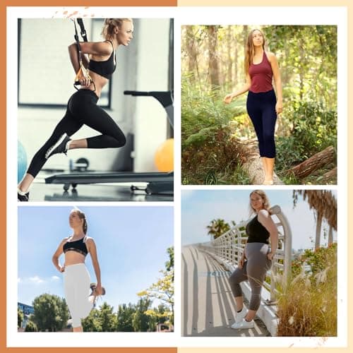 TNNZEET High Waisted Leggings for Women - No See Through Tummy Novelty Workout Yoga Pants with Pockets Reg & Plus — view 3