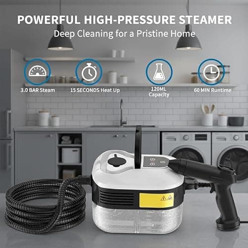 Handheld Steam Cleaner: 2500W High Temperature Pressurized Steamer with 6 Adjustable Levels - Portable Multi-Surface Steam Cleaning Machine for Kitchen, Bathroom, Furniture, Car, Windows (Red) — view 6