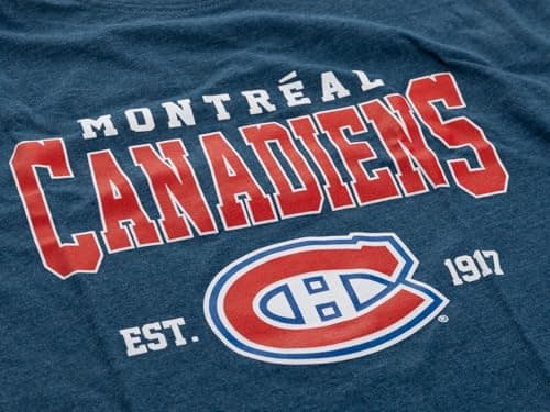 Calhoun NHL Men’s Heather Vintage Style T-Shirt — Screen Printed Logo Tee, Cotton Poly Blend (Montreal Canadiens, Large) — view 4