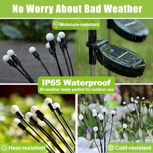 Flumy Solar Garden Lights Outdoor - 4 Pack 32 LED Firefly Lights Waterproof, Garden Decorations for Yard Patio Pathway Lawn Outside, Unique Gifts for Grandma Women, Solar Decor Warm White — view 2