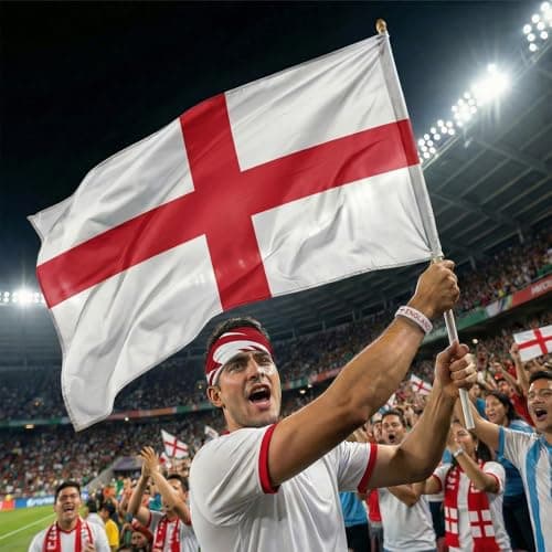 Louxiar 7 Pcs Cheering Kit for Football Matches, 2026 England Soccer Fan Game Day Accessory Set, Includes Flag, Glasses, Whistle, Clapper, Wristband, Scarf & Headband — view 5