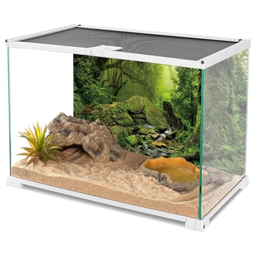 AWERT 48x24 inches Tropical Forest Terrarium Background Stream Green Huge Tree Reptile Habitat Background Foggy Rainforest Aquarium Background Durable Polyester Background — view 2