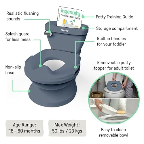 Ingenuity My Size Potty Pro in Blue, Infant Potty Training Toilet, Lifelike Flushing Sound, for Ages 18 Months, Up to 50 Pounds — view 2
