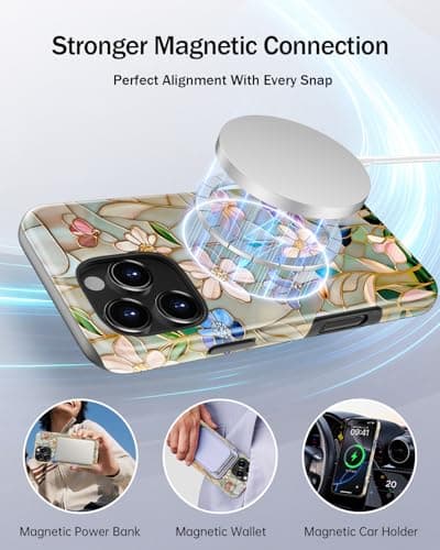 Goodon for iPhone 16 Pro Max Case,Cute Preppy Floral,Wireless Charging — view 2