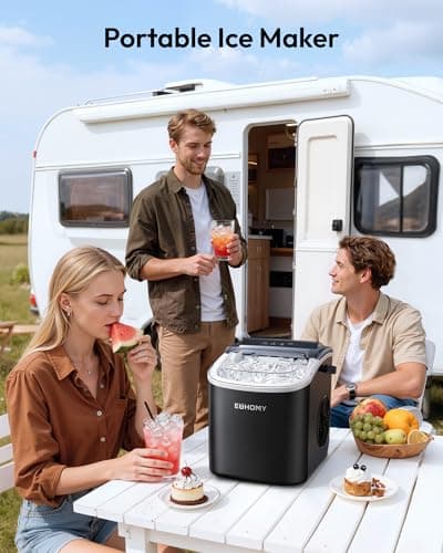 EUHOMY Countertop Ice Maker Machine with Handle, 26.5lbs Per Day, 9 Ice Cubes Ready in 6 Mins, Auto-Cleaning Portable Ice Maker with Basket and Scoop, for Home/Kitchen/Camping/RV (Black) — view 8