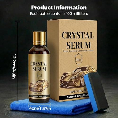 PTZ Crystal Serum 100ml - 9H Graphene Ceramic Coating for Cars - Advanced Car Coating Spray for Shine & Protection - Long Lasting Nano Quick Coat Restore & Paint Sealant - Pro Ptz Crystal Serum — view 3