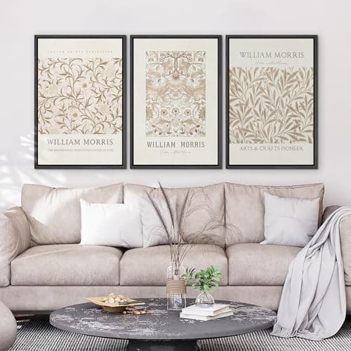 wall26 Framed Canvas Print Wall Art Set William Style Cotton Prints Exhibition Illustrations Modern Art Decorative Floral Botanical Minimal for Bedroom - 16"x24"x3 Black — view 2