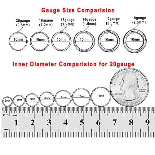 Silver Nose Hoop Hypoallergenic Nose Rings for Women & Men 20 Gauge 11mm — view 2