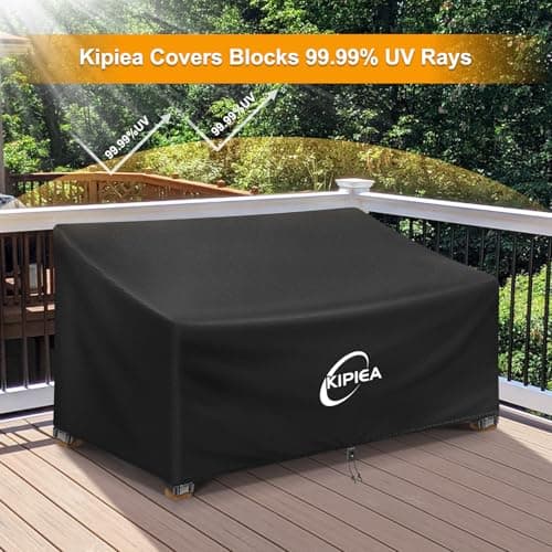 Kipiea Patio Sofa Cover, Heavy Duty 600D Outdoor Couch Cover Waterproof Winter, 2-Seat Patio Furniture Cover Loveseat, Outdoor Sofa Covers with Anti UV and No Tears, No Fading (60" W x 34" D x 31" H) — view 6