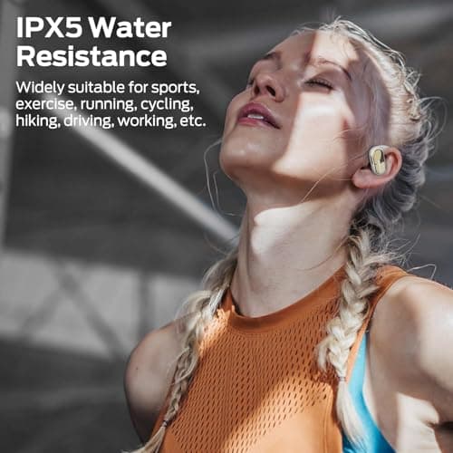 Monster Open Ear AC312 Headphones, Powerful Sound by 16mm Large Drivers, Bluetooth 5.4 Open Ear Earbuds with Noise-Cancelling Mic for Clear Calls, Touch Control, 32H Playtime, IPX5 Waterproof, White — view 4