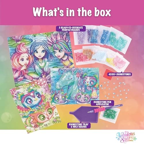 Nebulous Stars Dazzle-by-Number Craft Kit – Bedazzled Designs with Colorful Rhinestones – Rainbow — view 3