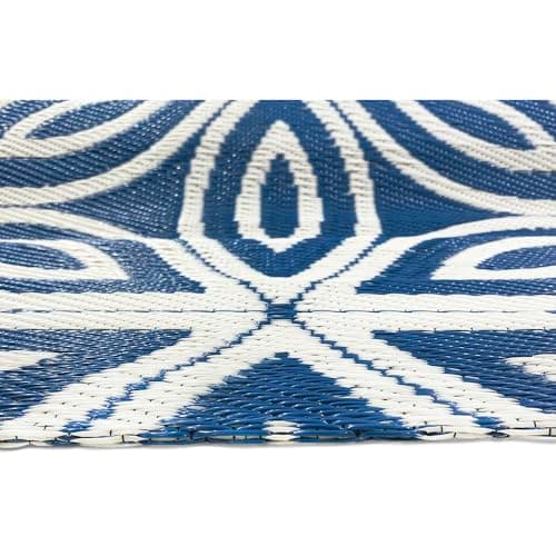 ICustomRug Outdoor Rug Mat- Floral Blue 5'X8' Reversible Picnic and Beach Area Rug, Perfect for Patio, Camping, Sunroom, and Any Outdoor Space — view 5