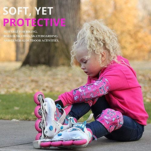 Innovative Soft Kids Knee and Elbow Pads with Bike Gloves | Toddler Protective Gear Set w/Mesh Bag& Sticker | CSPC Certified& Comfort | Roller-Skating, Skateboard Knee Pads for Children Boys Girls (Unicorn, Medium (4-8 years))