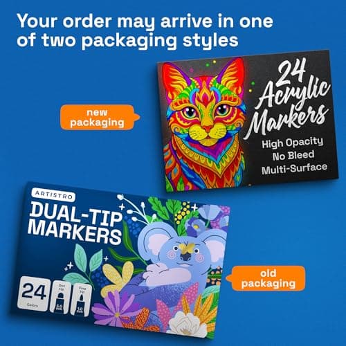 ARTISTRO 24 Precision Dual-Tip Acrylic Paint Markers – Paint Pens Set with Dot & Fine Tips for Fabric, Rock, Glass, Wood, Coloring Books – Arts & Crafts Gift – Classroom Must Haves & School Supplies — view 8