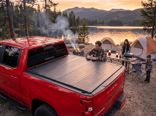 TRUXEN Hard Folding Low Profile Tonneau Cover Truck Bed Cover Quad Fold for Chevy Silverado 1500/GMC Sierra 1500 2019-2026 5'8" Bed Accessories, Heavy Duty Waterproof No Drill Truck Bed Cover — view 2