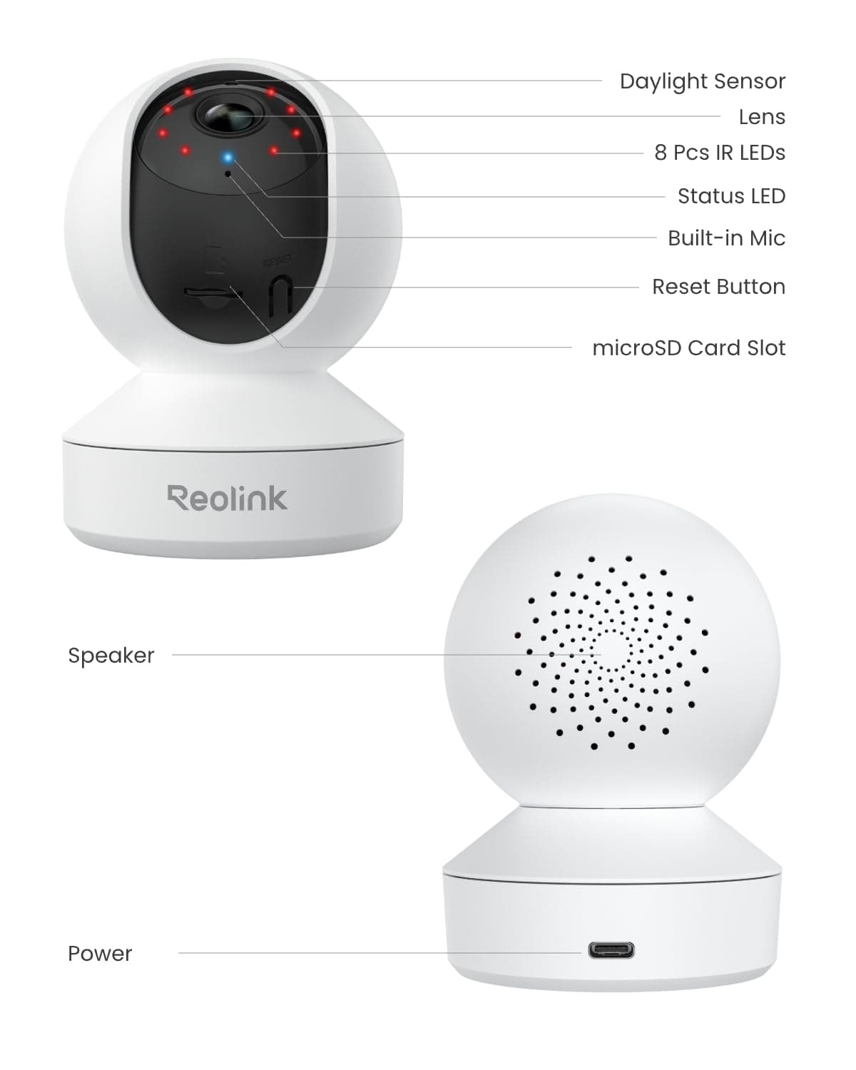 Reolink E1 4MP Indoor WiFi Security Camera - 360° Pan/Tilt Auto Tracking Baby Pet Monitor, AI Person/Pet/Cry Detection, 2-Way Talk, Night Vision, Local Storage, No Subscription, Works w/Alexa & Google — view 9