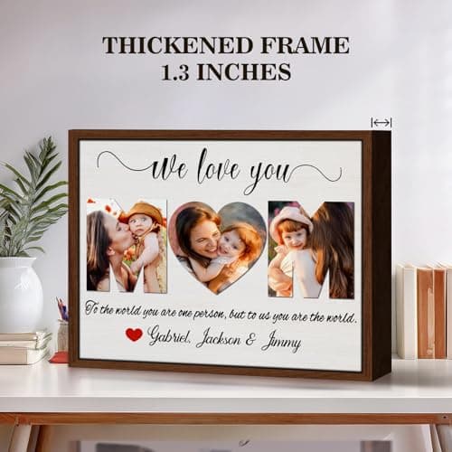 Ship Next Day Personalized Mothers Day Gifts for Mom from Daughter Son, Custom Canvas Picture Framed Wall Art for Mom, Customized Photo Gifts for Mother MAMA Wife Women 10"x 8" — view 3