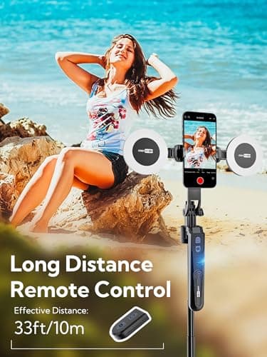 USKEYVISION Auto Face Tracking Tripod for Smartphones,70"Cell Phone Tripod w/LED Light,Selfie Stick for iPhone w/Remote Control,Phone Holder Video Recording for YouTube, TikTok Live-Streaming(UTK-02) — view 5