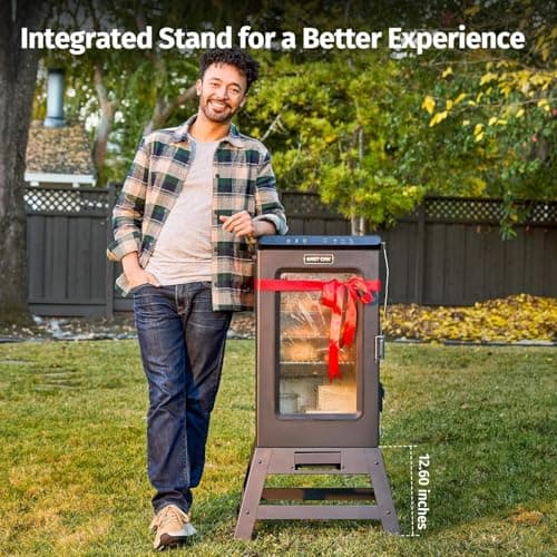 EAST OAK Ridgewood Pro 30" Electric Smoker Built-in Meat Probe & Elevated Stand for Outdoors Up to 6× Longer Smokes, Adjustable Side Chip Loader Smoke with 725 sq in Cooking Area, Night Blue — view 3