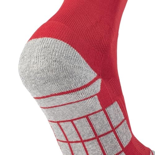 CWVLC Youth Soccer Baseball Socks 3 Pairs, Football Sport, Softball Team Athletic Socks, Knee High Long Tube Cotton Arch Ankle Compression Socks, Red, Medium