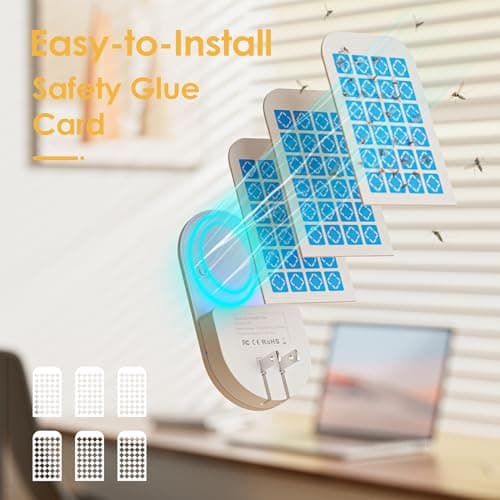 TIENBE Flying Insect Trap, 2 in 1 Indoor Plug-in Fruit Fly Trap, 1 Trap White and 6 Glue Cards, Fruit Fly Traps for Gnat, Moth, Mosquito, Suitable for Every Part of The Home — view 2