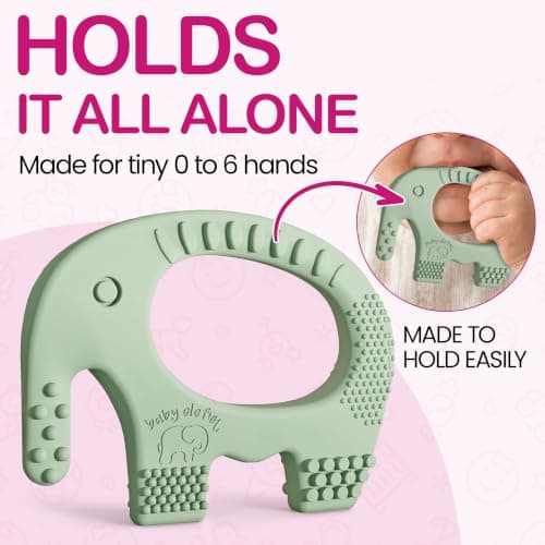Teething Toy for Babies Age 0 to 6 Months - Baby Elefun 5x Pain Relief Smart Teether - Zero Developmental Delay Silicone Baby Teething Toy Ring - Cute Infant Shower Gift Chew Toys for Babies