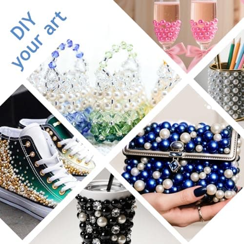 Bouiexye 13000 Pcs White Flatback Pearls 2/3/4/5/6/8/10mm Half Round Pearls for DIY Crafts Nail Art Shoes Mobile Phone Cases Etc — view 2