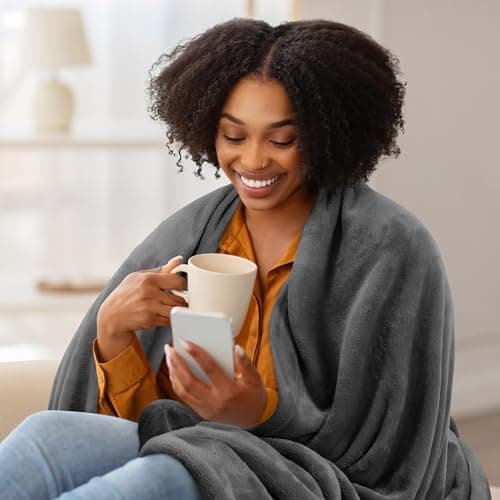 Utopia Bedding Fleece Blanket Queen Size Grey (90x90 Inches) – Ultra Soft Plush Microfiber Bed Blanket, Lightweight Warm Cozy Blanket for Bed & Couch, All Season Gift for Men & Women, Couverture Douce — view 2