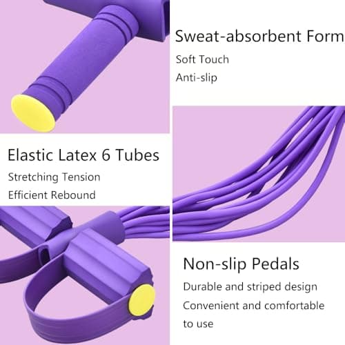 6-Tube Pedal Puller Resistance Band Multifunction Elastic Tension Rope for Full Body Workout Fitness Bands Strength Training Yoga Stretching Slimming Home Gym Exercise Equipment — view 2