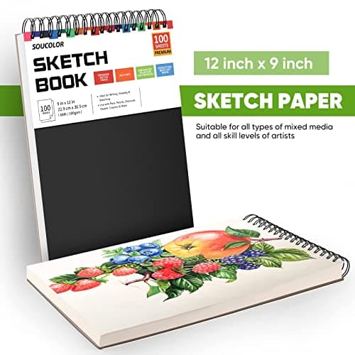 Soucolor Sketch Book 9x12,100 Sheets, Kids Art Sketchbook for Drawing Pad — view 5