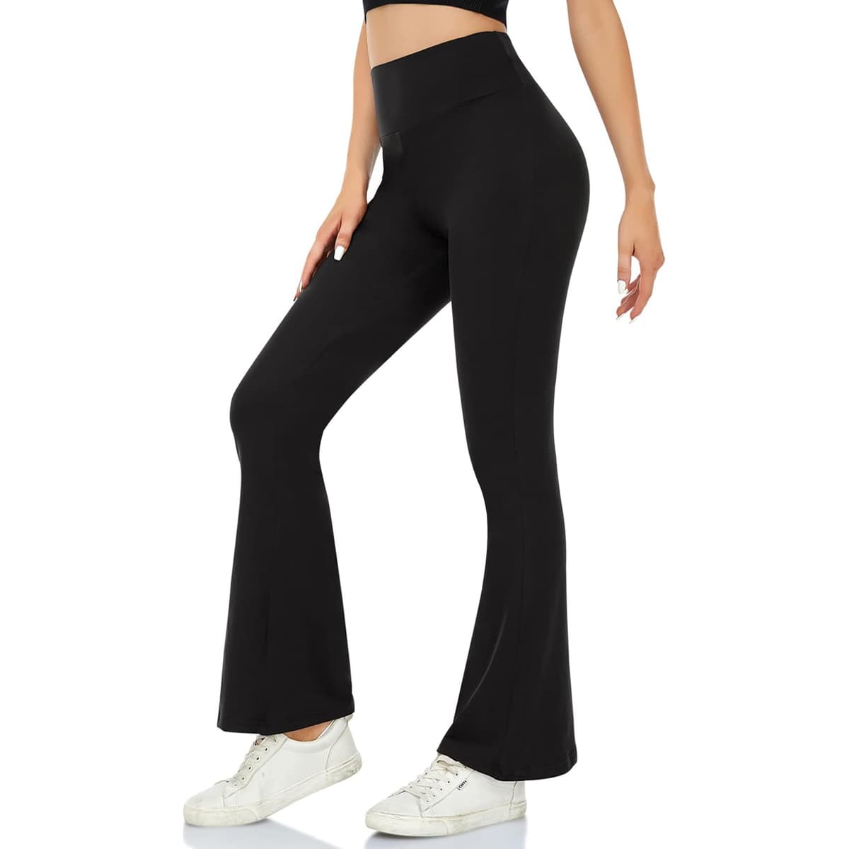 ACTINPUT Yoga Pants for Women Flared Leggings High Waisted Bootcut Black Trousers Women's Workout Bootleg Stretchy Leggings High Waist XS Black 29‘’