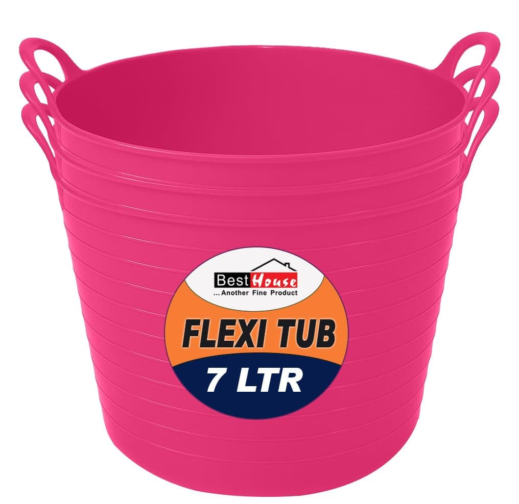 Best House | 3 Pcs of Flexi Tub with Handles | Small Size | Mini | 7 Litres | Yellow | Garden Tubs | Plastic Storage Container for Home, Washing, Garden Waste and DIY Projects — view 35
