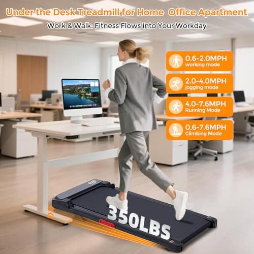 KASSADIN Walking Pad with Handle Bar, 2026 Upgrade Portable Small Treadmill with Handles for Home Small, 3.0HP Under Desk Walking Pad Treadmill with Incline, 0.6-7.6MPH, 350LBS — view 4