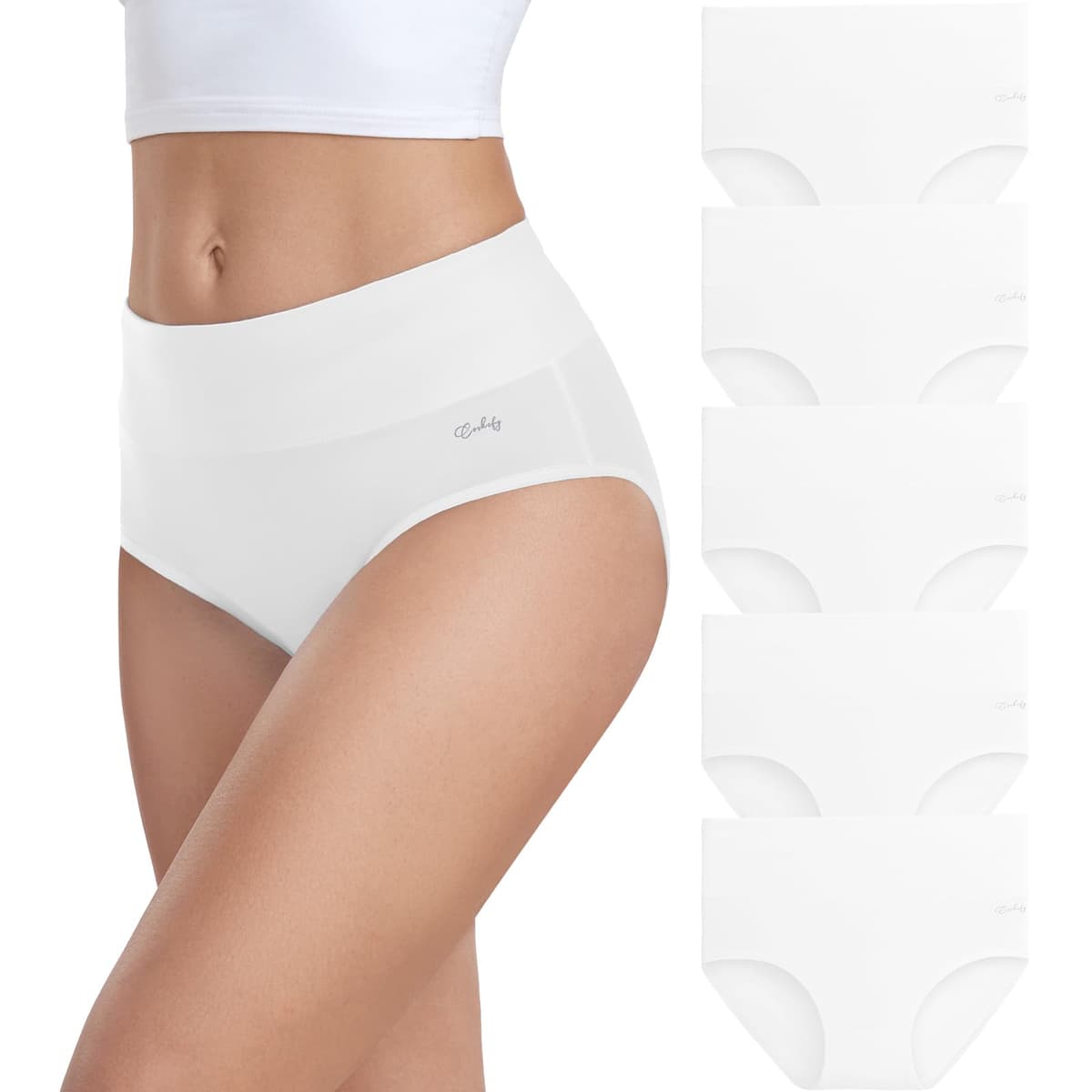 coskefy Underwear Women, High Waisted Cotton Knickers Ladies Full Briefs Soft Panties Slight Tummy Control Pants 5 Pack — view 11
