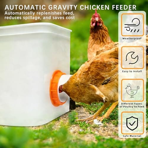 DSTANA Chicken Feeder No Waste 12 Ports Automatic Poultry Feeder with 12 Stopper & 1 Hole Saw, Weatherproof Reusable DIY Chicken Feeders Kits for Buckets, Barrels, Bins(White) — view 2