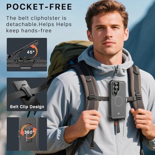 M MYBAT PRO for Samsung Galaxy S26 Ultra Case with Belt Clip Holster,Heavy Duty Protection Case for Galaxy S26 Ultra,Anti-Drop,Shockproof Cover,with 360°Rotating Kickstand Black — view 5